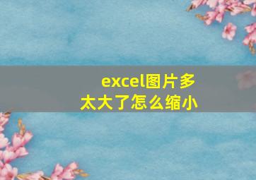 excel图片多 太大了怎么缩小